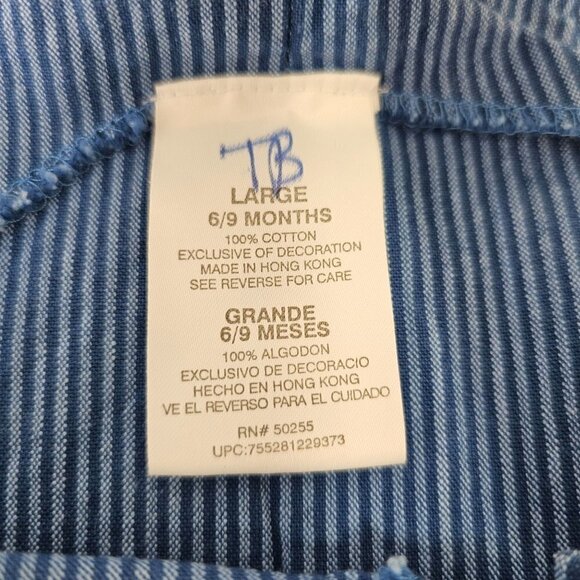 90s Poo Bear Blue Stripe Denim Overalls Button Closure Unisex Baby Large 6-9M - Picture 8 of 8